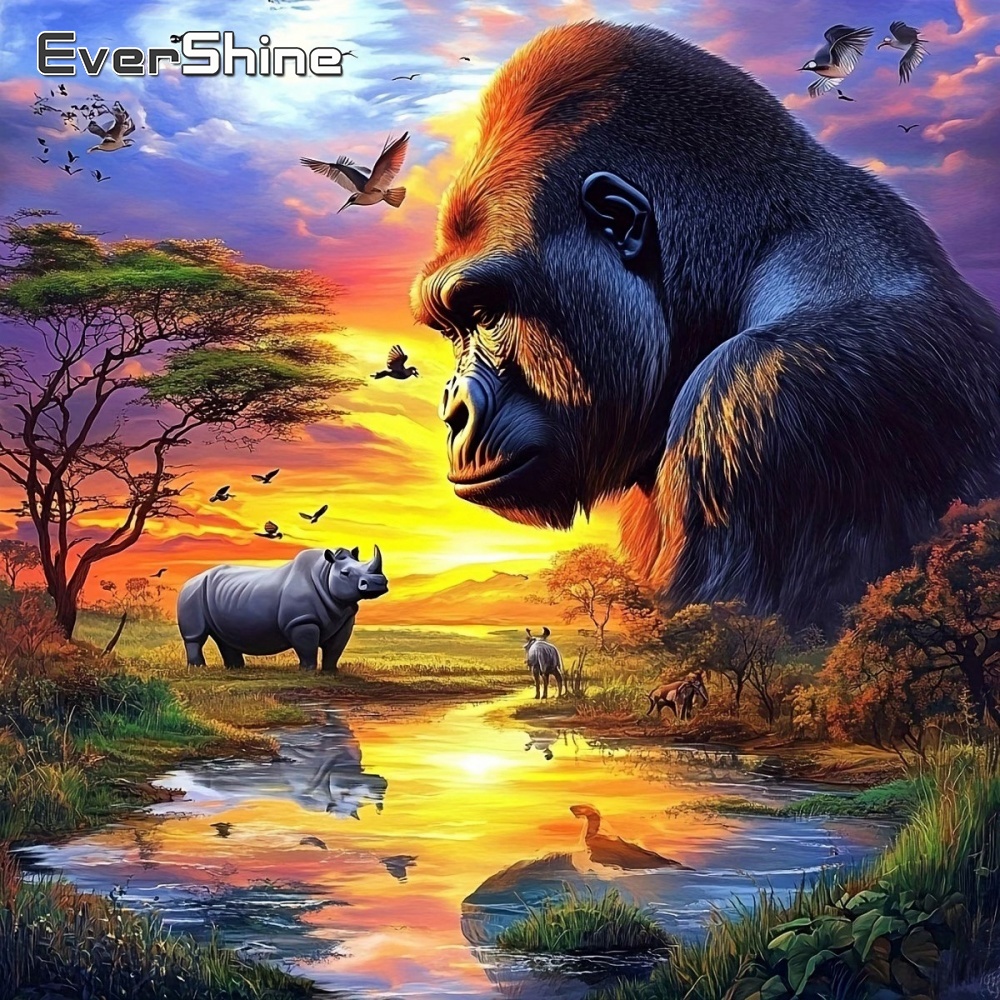 Resin Art For Beginner - Evershine Diamentowa Mozaika Zwierzęca Gorilla Haft